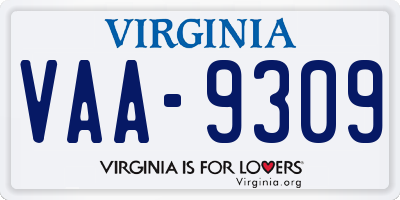 VA license plate VAA9309