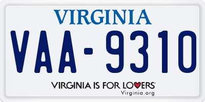 VA license plate VAA9310