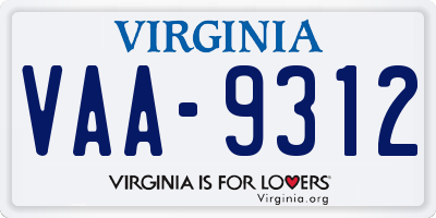 VA license plate VAA9312