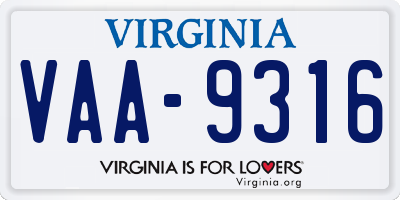 VA license plate VAA9316