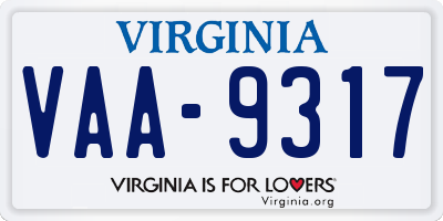 VA license plate VAA9317