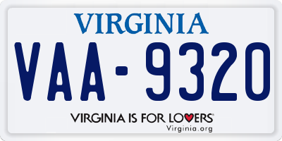 VA license plate VAA9320