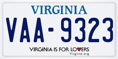 VA license plate VAA9323