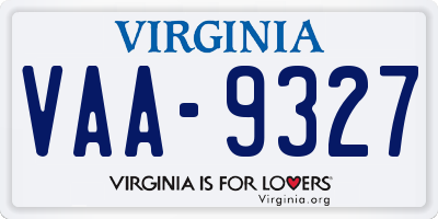 VA license plate VAA9327