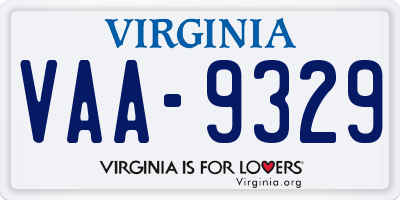 VA license plate VAA9329