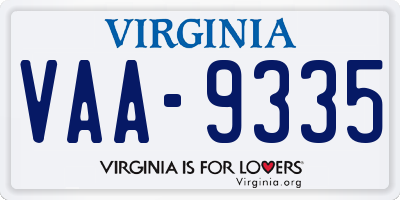 VA license plate VAA9335