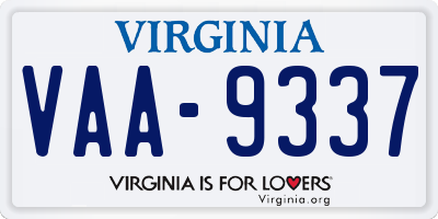 VA license plate VAA9337