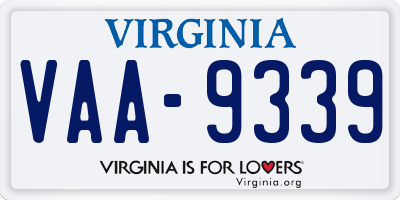 VA license plate VAA9339