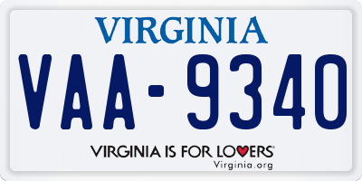 VA license plate VAA9340