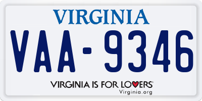 VA license plate VAA9346