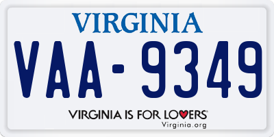 VA license plate VAA9349