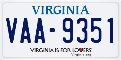 VA license plate VAA9351