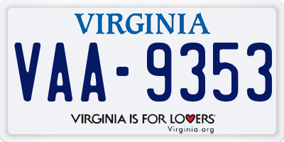 VA license plate VAA9353