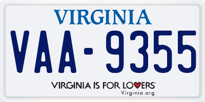 VA license plate VAA9355