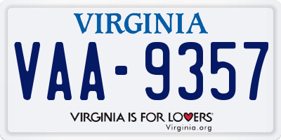 VA license plate VAA9357