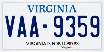 VA license plate VAA9359