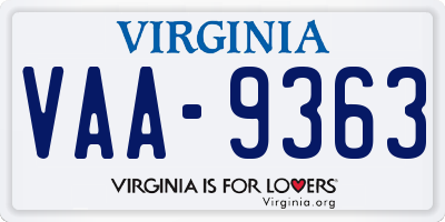 VA license plate VAA9363