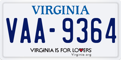 VA license plate VAA9364
