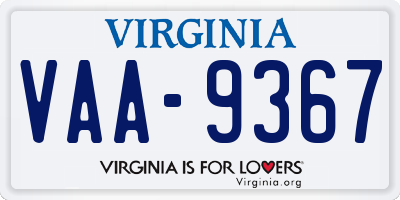 VA license plate VAA9367