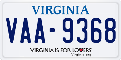 VA license plate VAA9368