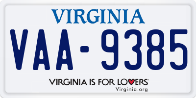 VA license plate VAA9385