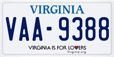 VA license plate VAA9388