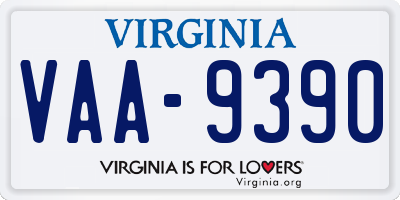 VA license plate VAA9390