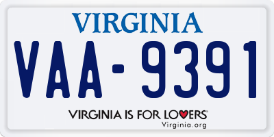 VA license plate VAA9391