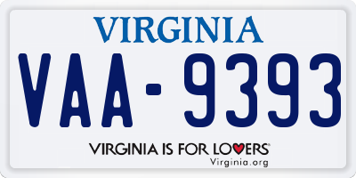 VA license plate VAA9393