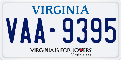 VA license plate VAA9395