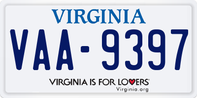 VA license plate VAA9397