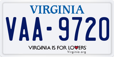 VA license plate VAA9720