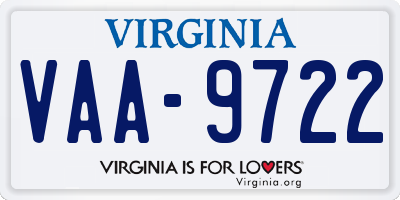 VA license plate VAA9722