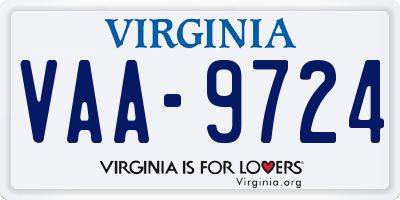 VA license plate VAA9724