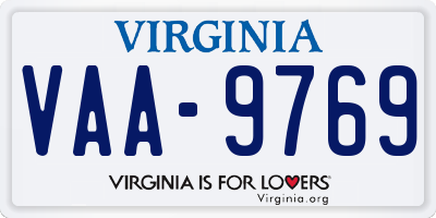 VA license plate VAA9769