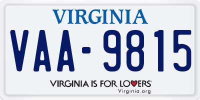 VA license plate VAA9815