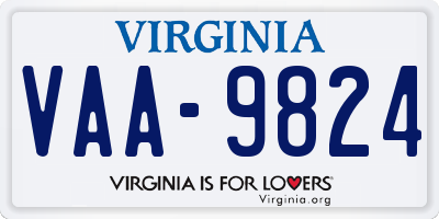 VA license plate VAA9824
