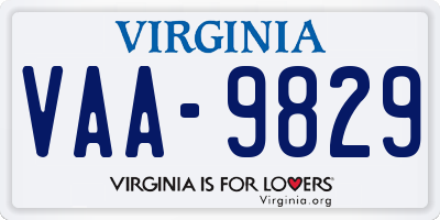 VA license plate VAA9829