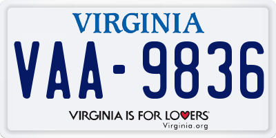 VA license plate VAA9836