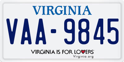 VA license plate VAA9845