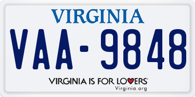 VA license plate VAA9848