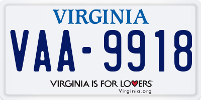 VA license plate VAA9918