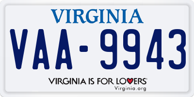 VA license plate VAA9943