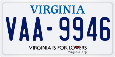 VA license plate VAA9946