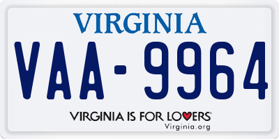 VA license plate VAA9964