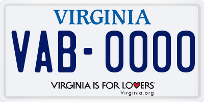 VA license plate VAB0000