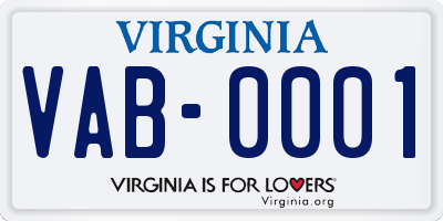 VA license plate VAB0001