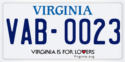 VA license plate VAB0023