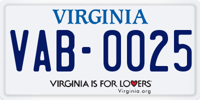 VA license plate VAB0025