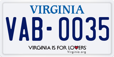 VA license plate VAB0035